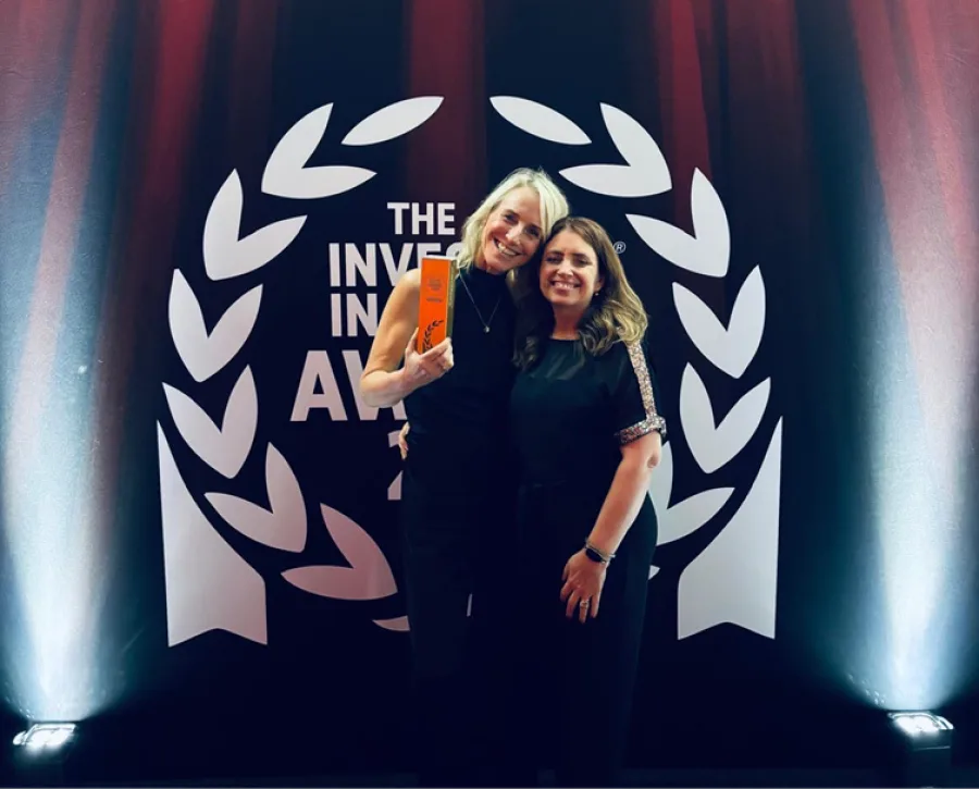 Nichola Newton and Tracy Callaghan celebrating IIP Platinum Award